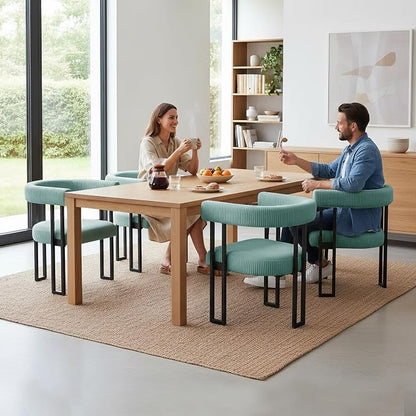 VIRRMO Boucle Dining Chair Set of 2 Corduroy Upholstered Dining Room Chairs Kitchen Chairs with Metal Legs Mid Century Modern Chair for Dining Room, Kitchen (Mint, 2)