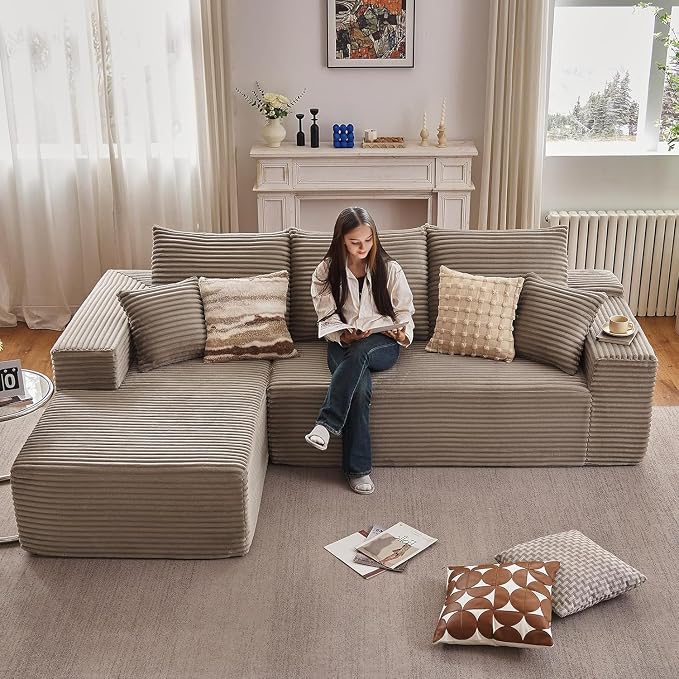 107.5" Cloud Sectional Couch with L-Shape Chaise, Modern Cloud Couch with Deep Seat, Modular Sectional Couches for Living Room, Apartment, Office, No Assembly Required