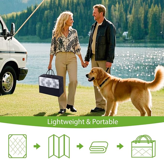 Smiry Waterproof Outdoor Rug 8x10 ft, Reversible Plastic Straw Patio Camping Rugs, Outdoor Indoor RV Mat Carpet for Patio, Outside Entry, Backyard, Deck, Bench, Picnic, Camper, White & Grey