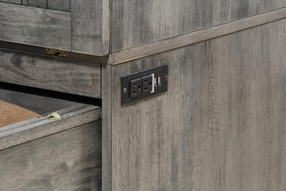 Mega Solutions Murphybedz Tuscany Murphy Cabinet Chest Bed with Charging Station 6 Inch (Galaxy Grey, Queen)