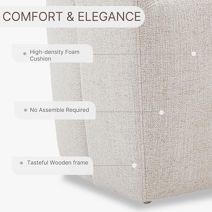 KISLOT Upholstered Dining Chairs with Casters, No Assembly Modern Barrel Armchair with Rollers for Dining Room, Bedroom, Living Room, Reading Room, Home Office, Set of 4, Beige