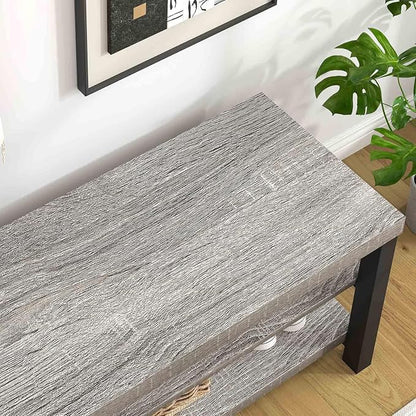 FOLUBAN Shoe Storage Bench, Rustic Wood Entryway Bench for Hallway Entrance, Vintage Indoor Bench with Shoe Storage and Seating for Bedroom Living Room, Light Grey, 47 Inch