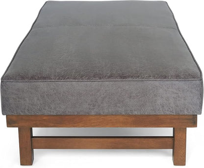 Christopher Knight Home Hillman Cocktail Ottoman, Slate + Walnut