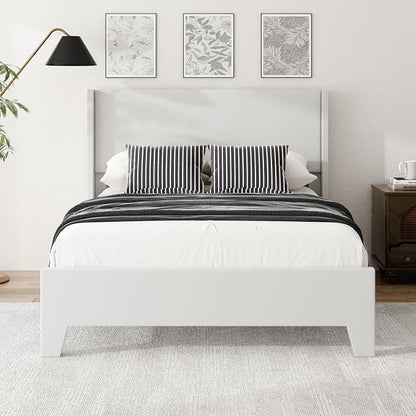 Full Size Bed Frame with Faux Leather Upholstered Headboard, Wear-Resistant, Easy Clean, Mattress Foundation, No Box Spring Required, Easy Assembly, Grey