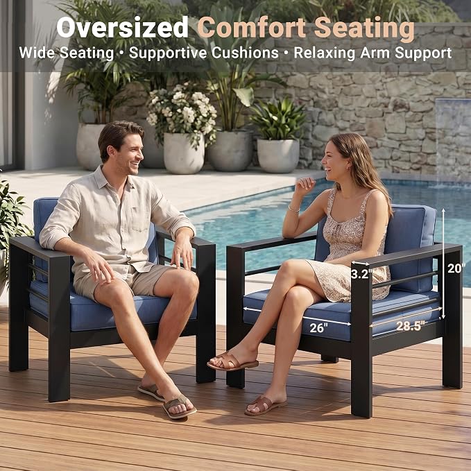 Solaste Aluminum Loveseat Patio Furniture, Weather-Resistant, Blue