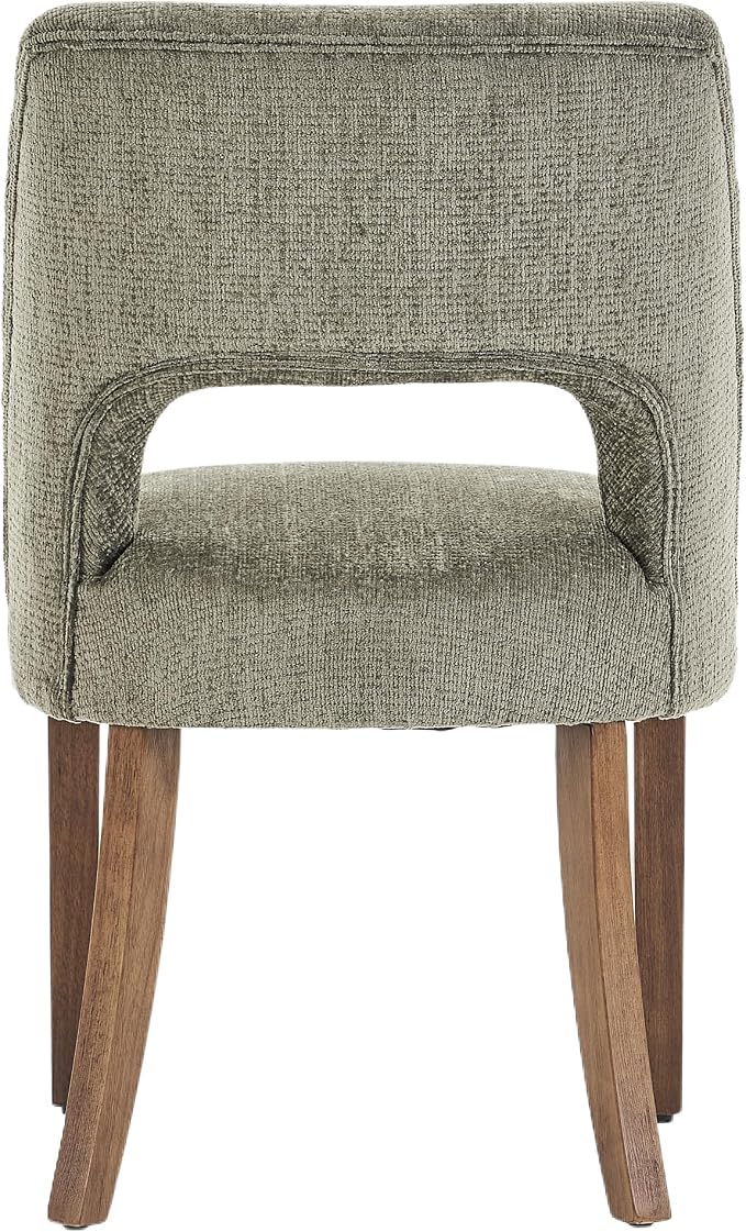 VKNOW Wooden Dining Chairs Set of 6, Modern Fabric Upholstered Dining Room Chair Kitchen Chairs, Farmhouse Dinner Chair for Kitchen Dining Room, Green