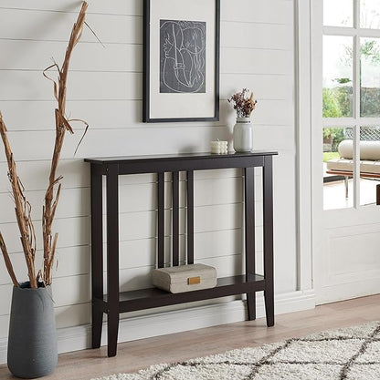 Kings Brand Narrow Console Table w/Storage Shelf, Sofa Entryway, Espresso | Narrow Console Table with Storage Shelf – Slim Design Fits Entryways, Hallways, Behind Sofas, Shelf Décor, Books, Essentials