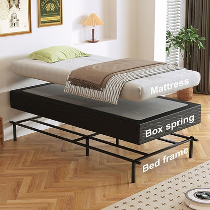 10 Inch High Profile Twin Box Spring, Heavy Duty Metal Frame Mattress Foundation with Fabric Cover, Easy Assembly, Noise-Free (10 Inch, Twin)