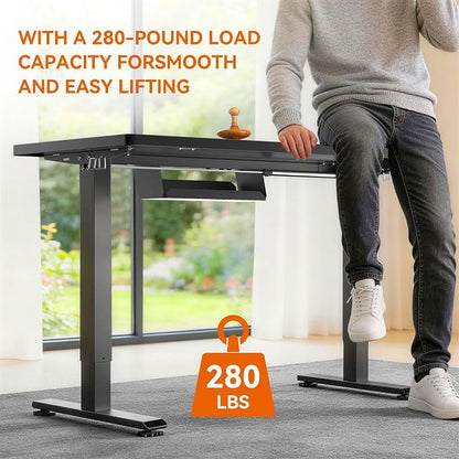 Standing Desk, 63 x 24 Inches Electric Height Adjustable Desk, Sit Stand up Desk, Memory Computer Home Office Gaming Desk with 3 Preset Heights, Table Cable Management Box,Black