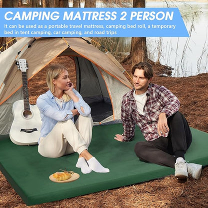 CYMULA 3 Inch Memory Foam Camping Pad, Camping Essentials Roll Up Floor Mat for Car Camping, Cot, Tent, Truck, Travel and Guest Use, Non-Slip Waterproof Bottom, Removable Cover