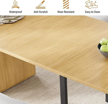 weselon 42"-120" Extendable Dining Table for 4-14, Expandable Oval Dining Room Table with Fluted Pedestal Base & Reinforced Metal Support Leg, Extra Large Modern Kitchen Table (Natural)