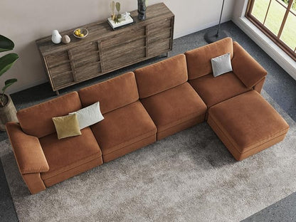 EASE MOOSE Large Sectional Modular Sofa，Large L Shape Sectional Couch Wide Deep Modular Sofa Couch Brown