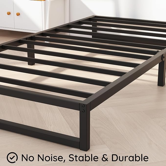 Richwanone 5 Inch Twin Bed Frames, Heavy Duty Metal Platform Bed, Black | Twin Size Bed Frames, Metal Platform Mattress Foundation with Steel Slat Support, No Box Spring Needed, Easy Assembly