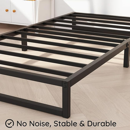Richwanone 5 Inch Twin Bed Frames, Heavy Duty Metal Platform Bed, Black | Twin Size Bed Frames, Metal Platform Mattress Foundation with Steel Slat Support, No Box Spring Needed, Easy Assembly