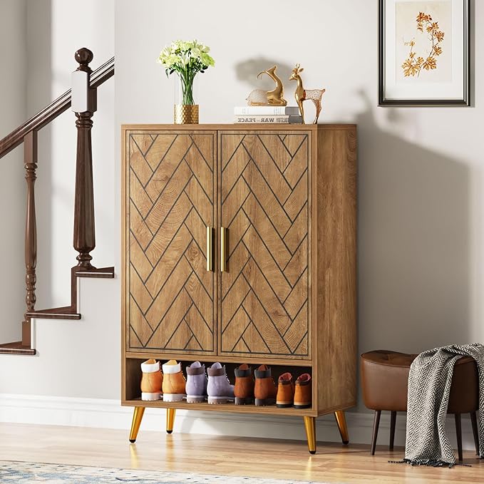 Tribesigns 6-Tier Shoe Cabinet with Doors (Light Brown)