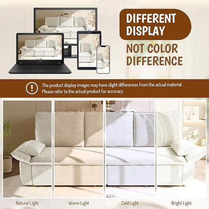 94.5" Pull Out Couch King Size, Futon Sofa Bed, 3-in-1 Convertible Sleeper Sofa Bed with Cushion Armrest, Modern Corduroy Loveseat Couches for Living Room, Small Space, Apartment, Beige
