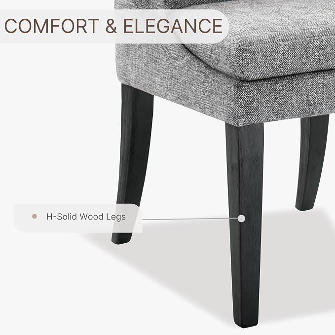 KISLOT Upholstered Dining Chairs Modern Sidechair Performance Fabric High Back Armlesschair for Diningroom Kitchen,Dark Grey,Set of 2(1 Box)