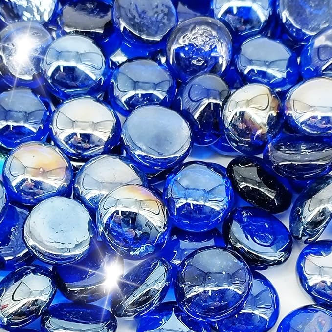 19 Pound Fire Glass Beads for Fire Pit 1/2 inch Tempered Glass Rocks Cobalt Blue