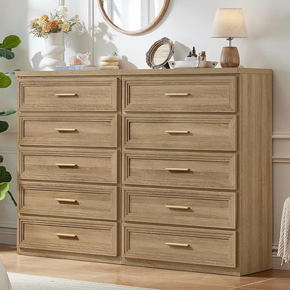 RWYHG Dresser for Bedroom with 5 Drawers 45" Tall Wood Closet Organizer with Metal Handle Furniture for Living Room Hallway Oak