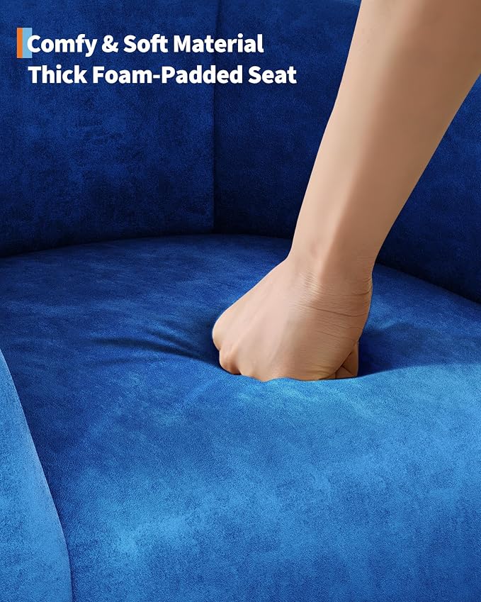 GarveeHome Accent Chair for Living Room Barrel Club Chair with Soft Padded Seat & Sturdy Legs for Bedroom Waiting Room Reception Chairs - Blue