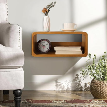 Floating Nightstand, Wall Mounted Bedside Shelf, Handmade Bedroom Furniture,Pine Wood Floating Bedside Table, Minimalist and Unique Style 18”x 10”x 7.5” Walnut