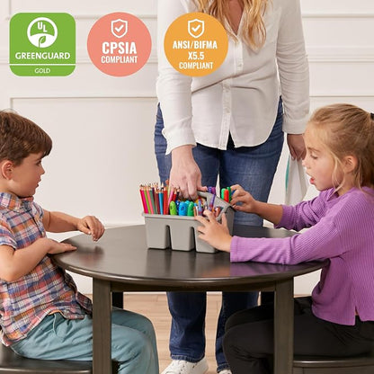 ECR4Kids 30in D Round Hardwood Table with 22in Legs, Kids Furniture, Grey Wash