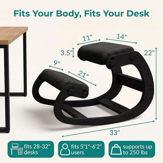 NYPOT Ergonomic Kneeling Chair with Adjustable Seats - Knee Chair for Posture Correction & Kneel Rocking Stool for Desk - Back Pain Relief for Home and Office, Supports 250 pounds - 5 Years Warranty
