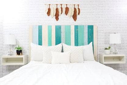 Barn Walls Serenity Mix Signature Design, Multicolored Solid Wood Headboard, Floating Panels, Wall Mount, Adjustable Height, Easy Assembly Twin Size