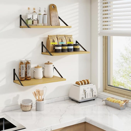Axeman Deep Floating Shelves | 20 Inch Oak Wall Shelves Set of 2 | 10 Inch Deep Rustic Wood Shelves for Wall | 20'' W x 10''D Oak Shelves for Living Room Bathroom Kitchen