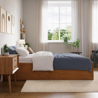 AFI, Concord Twin XL Platform Bed with Footboard & Storage Drawers, Light Toffee