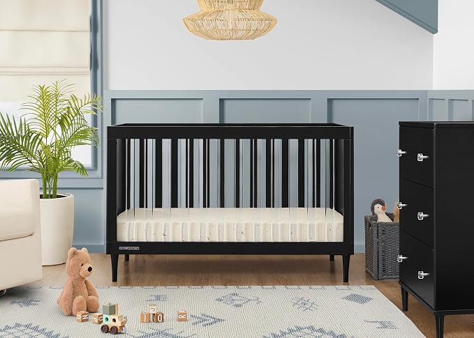 Delta Children Bowie 4-in-1 Convertible Acrylic Crib - Greenguard Gold Certified, Black Ebony