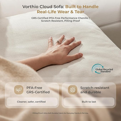 Cloud Couch Sectional 146.5'' Oversized Modular Deep Seat Sofa U Shaped Comfy White Cloud Couch with Washable Cover for Living Room 4 Seater with 2 Ottoman