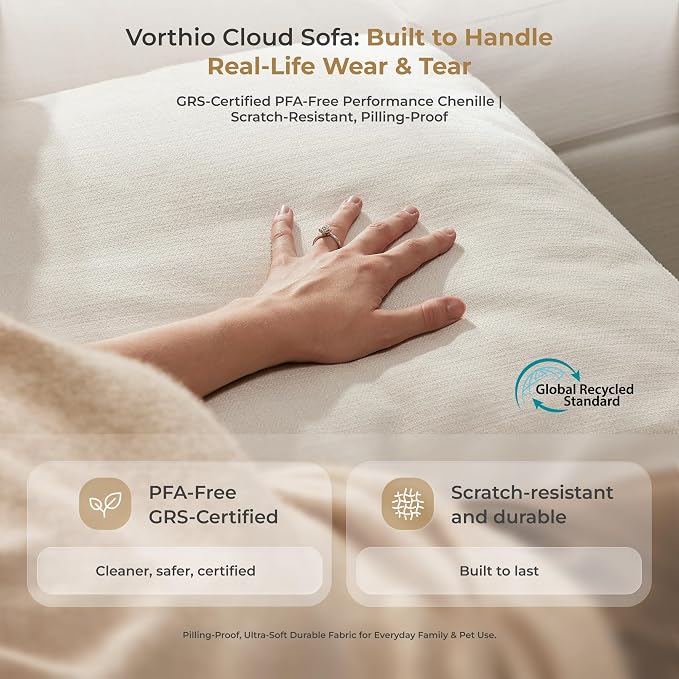 Cloud Couch Sectional 113.8'' Oversized Modular Deep Seat Sofa U Shaped Comfy White Cloud Couch with Washable Cover for Living Room 3 Seat & 2 Ottoman