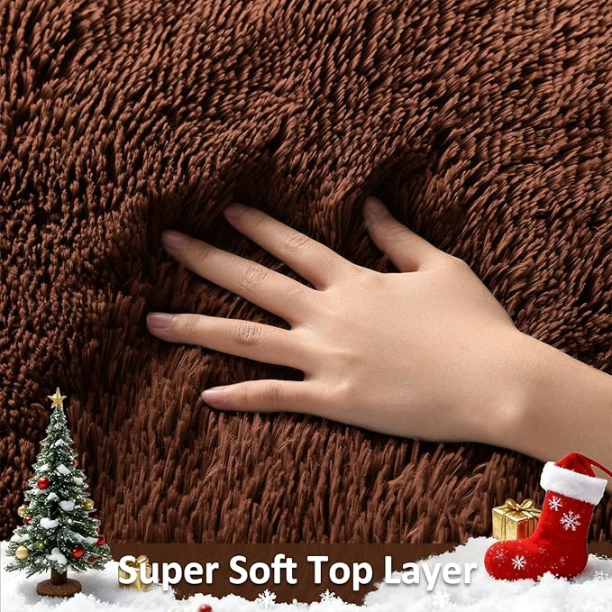Ophanie Brown Rugs for Bedroom Living Room, Fluffy Fuzzy Furry Carpet,Plush Soft Shaggy Bedside Indoor Floor 4x6 Area Rug for Kids Girls Boys Baby Teen Dorm Nursery Decor with Over 99 pcs Pile fibers