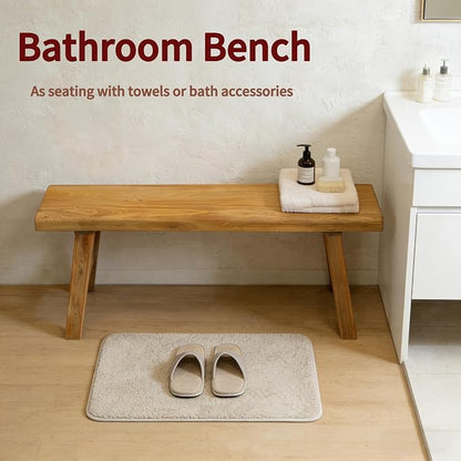 Wooden Bench Indoor Farmhouse Skinny Entryway Bench Hallway Foyer | Rustic Indoor Bench for End of Bed, Norrow Solid Wood Benches for Bedroom Living Room(39.37in)