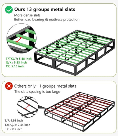 Superay King Box Spring, 10 inch Box Spring for King Bed, Heavy Duty Metal Bed Frame with Fabric Cover, 3000lbs Max Weight Capacity Bed Base Mattress Foundation, Easy Assembly, Noise Free, Black