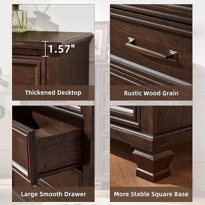 SAVOR LIFE Farmhouse Chest of Drawers for Bedroom, 45” Tall Dresser for Closet, Rustic Wood Dressers for Bedroom, Hallway, Entryway, Walnut