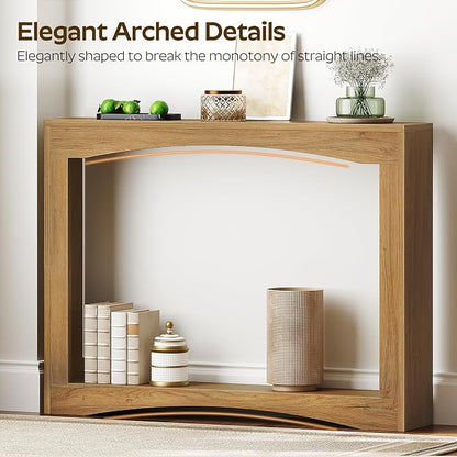 YATINEY Narrow Console Table, 5.9'' Thin Entryway Table, Behind Couch Table for Small Spaces, Small Farmhouse Hallway Table, for Living Room, Hallway, Foyer, Light Walnut CT19VV