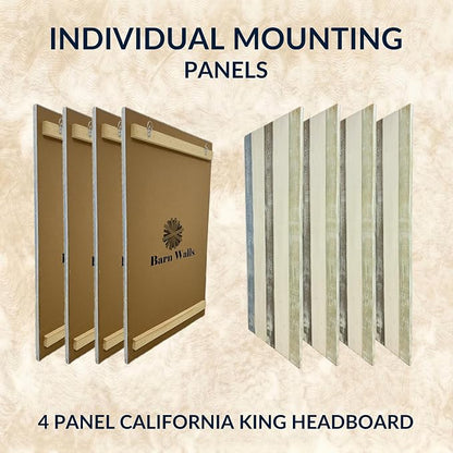 Barn Walls California King Wood Headboard - Farmhouse Mix Design - Wall Mounted Floating Headboard for California King Bed - Handcrafted Solid Wood - Easy No-Drill Installation