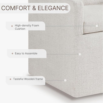 KISLOT Upholstered Dining Chairs Set of 2, Washable Cover Modren Deskchair with 4 Casters & Hidden Storage for Dining Room, Living Room, Home Office, Linen, 2 Box