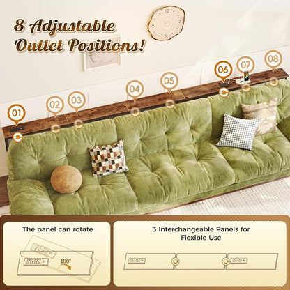 SUPERJARE 126 Inch Sofa Table with 2 Power Outlets and USB-C Ports, 5.9 Inch Narrow Console Table with Storage, Extra-Long, for Entryway Hallway Couch Behind Sofa, Small Spaces, Rustic Brown
