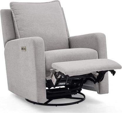 babyGap Harlowe Power Recliner with USB-A & Charging Port by Delta Children - Greenguard Gold Certified – Stain-Resistant Performance Fabric is Oeko-TEX Standard 100 Certified, Ash