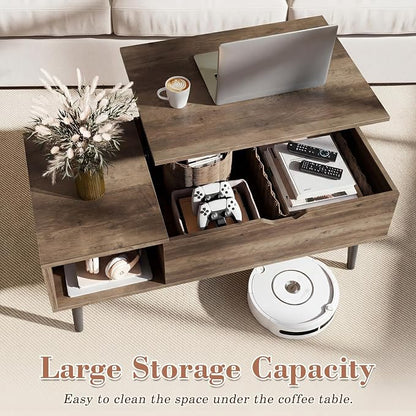 OLIXIS Lift Top Coffee Table with Hidden Storage for Living Room