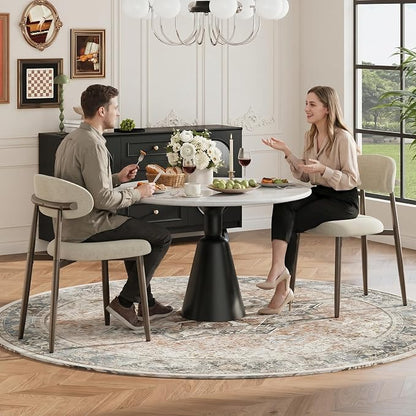 MALOL Dining Chairs Set of 6, Upholstered Kitchen & Dining Room Chairs with Curved Back and Bronze Metal Legs, Comfortable Modern Dining Side Chairs for Dining Room, Kitchen, Camel