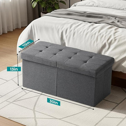 30-INCH Ottoman with Storage, Footrest Storage Bench, End of Bed Bench Coffee Table for Living Room, Bedroom, Entryway (Gray)