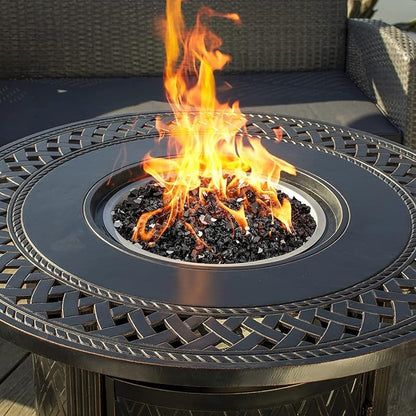 Onlyfire 10 lbs Fire Glass Rocks 1/4 Inch, Reflective Tempered Glass for Propane Fire Pit & Gas Fireplace, High Luster Firepit Glass Stones for Fire Table, Onyx Black (Multicolor Options Available)