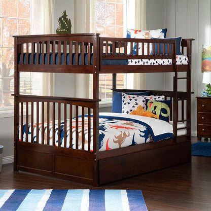 AFI, Columbia Ladder Bunk Bed Full Over Full with Full Trundle, Walnut