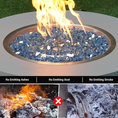 Skyflame Fire Pit Glass Rocks, 15 Pound Pacific Blue Reflective Fire Glass for Outdoor Indoor Fire Bowl Fireplace, 1/2-Inch