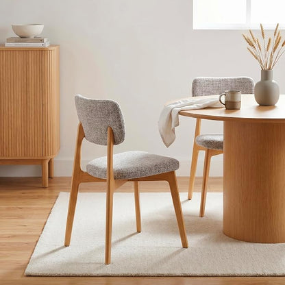 COLAMY Dining Chairs Set of 4, Modern Upholstered Kitchen Room Chairs with Solid Natural Oak Wood Legs, 5-Min Easy Assembly Anti-Wobble, High-Weight Fabric Farmhouse Side Chair, 300lbs,Oak,Oatmeal