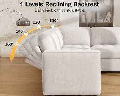 Vipbear 5 Seat L Shaped Modular Sectional Sleeper Sofa Bed with Pull Out Bed/Reclining Backrest/USB Ports/Storage Seat, Sectional Sleeper Couch, Tool-Free Assembly, Chenille Beige